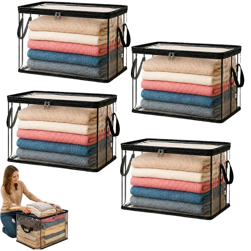 Large Clear PVC Storage Box with Hinged Lid