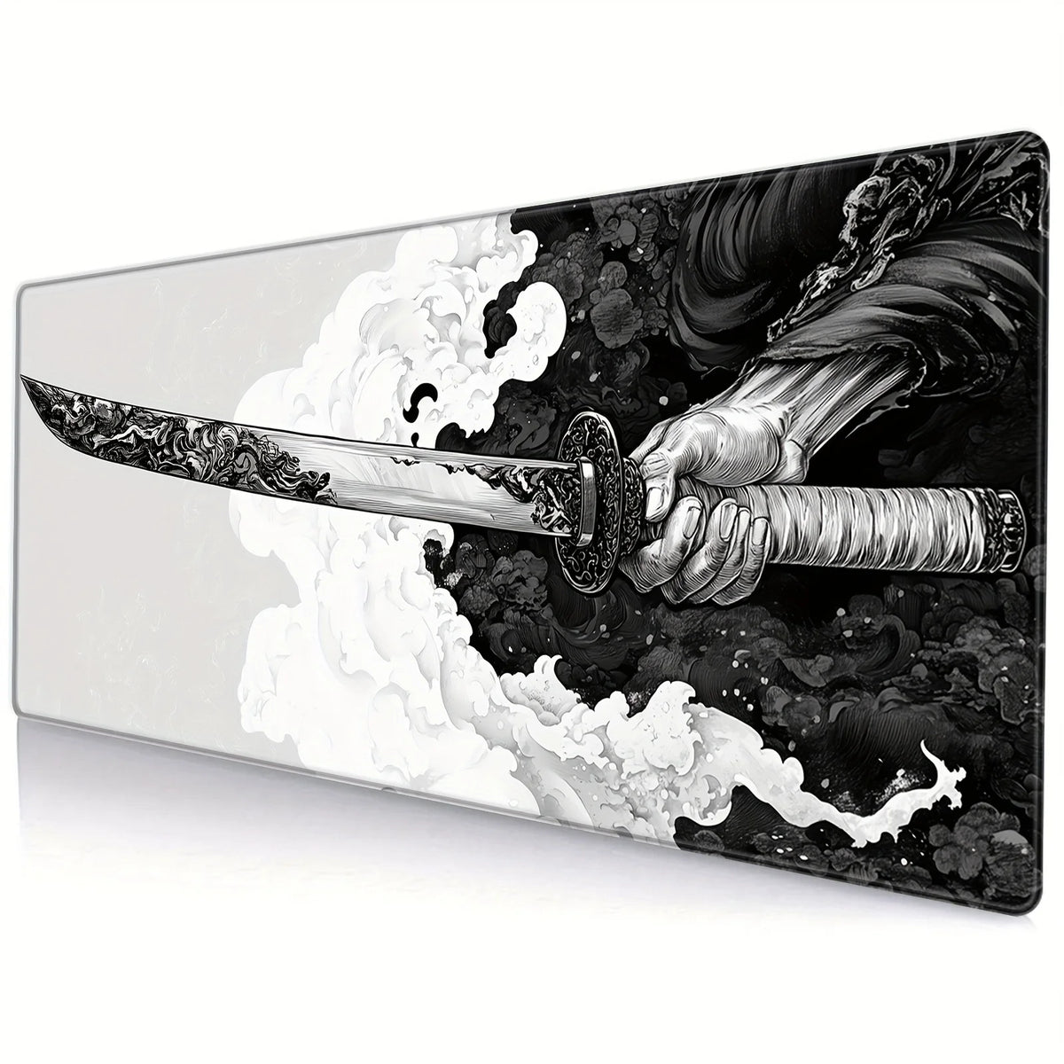 Oversized Japanese Samurai Gaming Mouse Pad with Non-Slip Rubber Base