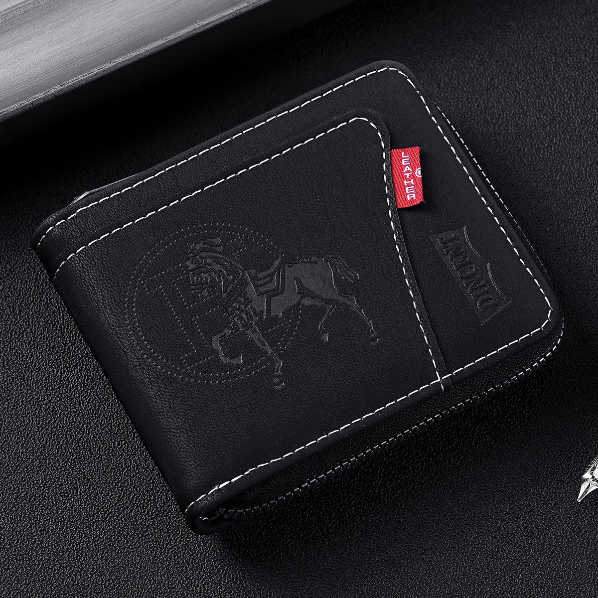 Vintage Waxed Leather Bifold Wallet with Coin Pocket