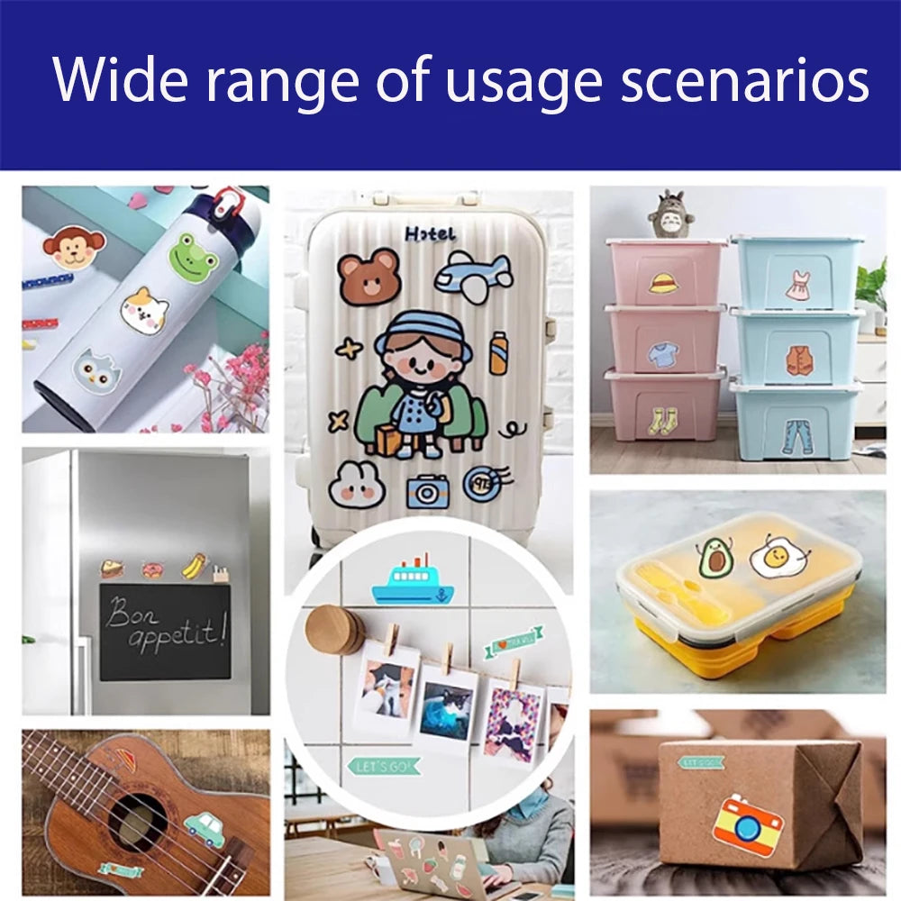 A collection of photo paper and related items including a roll of glossy self-adhesive inkjet paper, storage boxes, and a gui
