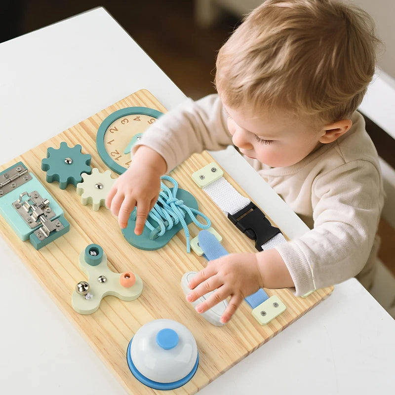 Wooden Montessori Busy Board for Toddlers