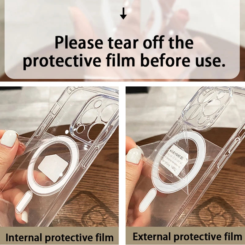 Transparent Magnetic Wireless Charging Case for iPhone with Shockproof Protection