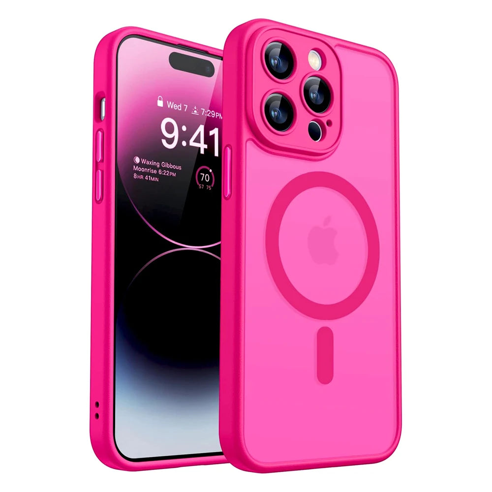 Magnetic Matte Shockproof Case for iPhone with MagSafe Compatibility