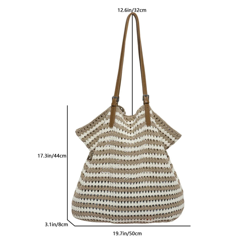 Hand-Knitted Cotton Tote Bag