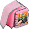 A pack of six pink non-scratch wire dishcloths with a double layer of microfiber and mesh.