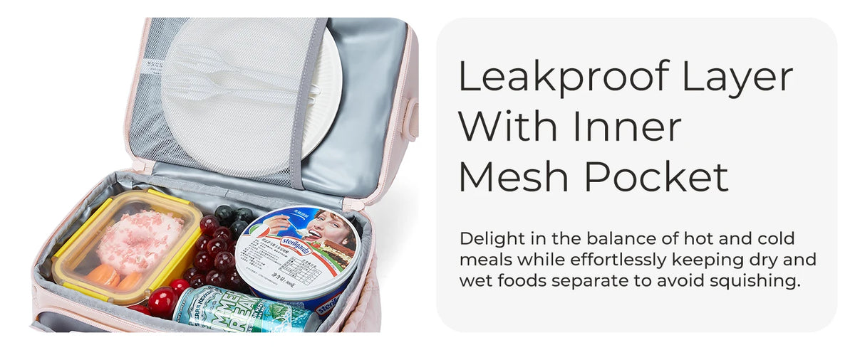 Insulated Double-Deck Lunch Bag with Leakproof Lining