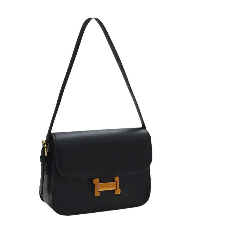 Korean Retro Square Crossbody Bag for Women – Compact Commuter Shoulder Bag