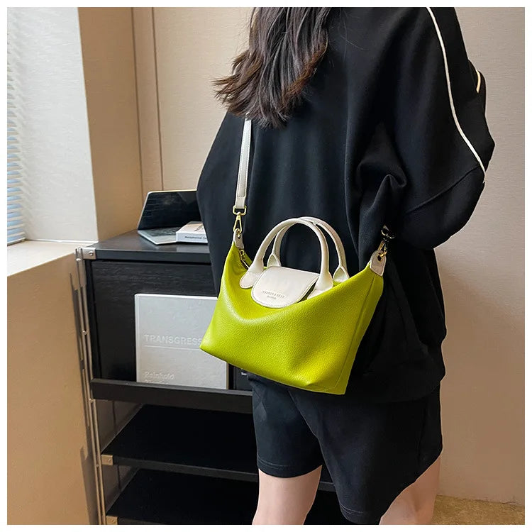 Vintage PU Leather Crossbody Bucket Bag