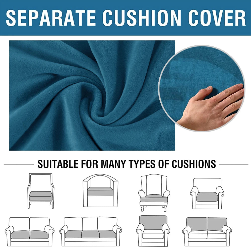 Stretchy Velvet Sofa Cushion Covers – Anti-Slip & Machine Washable