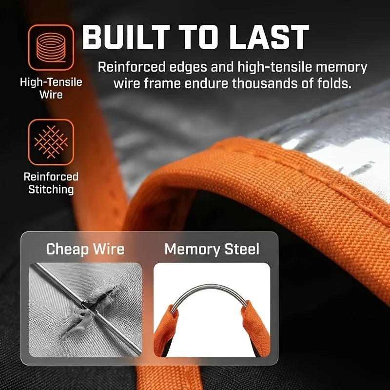 No-Drill Windshield Sunshade with Storage Pouch