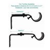 Set of 3 Adjustable Iron Curtain Rod Wall Brackets in Black