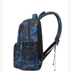 Wasserfeste Rucksack für Jungen mit schwarz-blauem Graffiti-Muster.