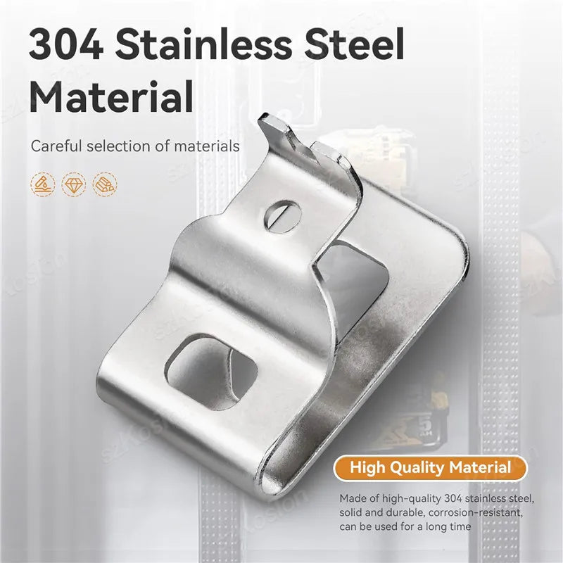 A silver stainless steel belt clip hook designed for use with Dewalt 20V MAX drills.