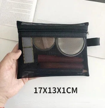 Breathable Mesh Makeup Bag Organizer - Multi-Purpose Travel Toiletry Pouch