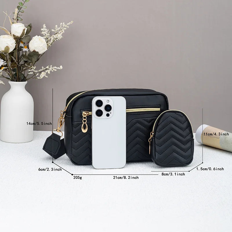 Quilted Crossbody Bag with Detachable Mini Pouch