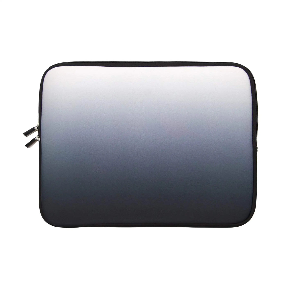 A black universal laptop sleeve with a zipper closure shown from the top view.