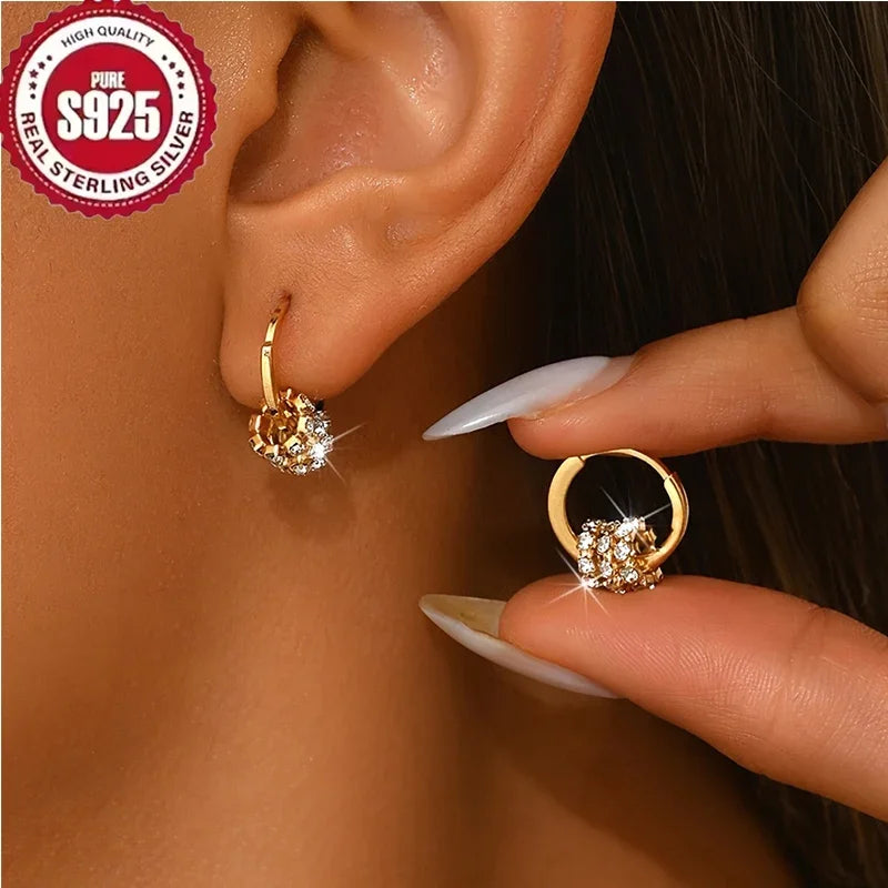 Dainty Gold-Plated Huggie Hoop Earrings with CZ Accents