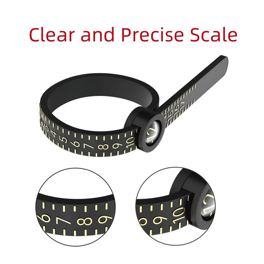 Ring Sizing Gauge with Magnifying Glass – Measure Finger Size at Home