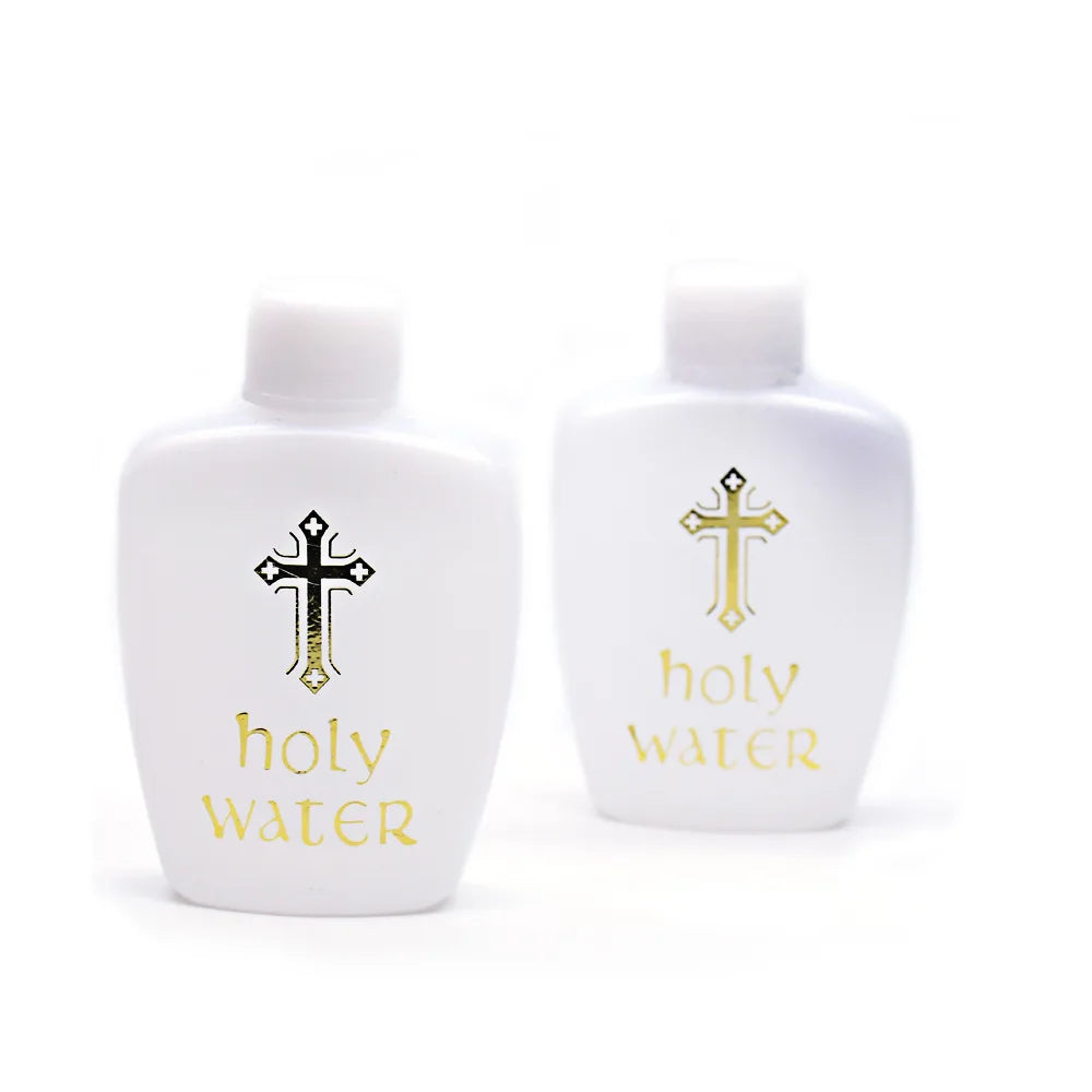 Easter Holy Water Bottle with Gold Cross Design