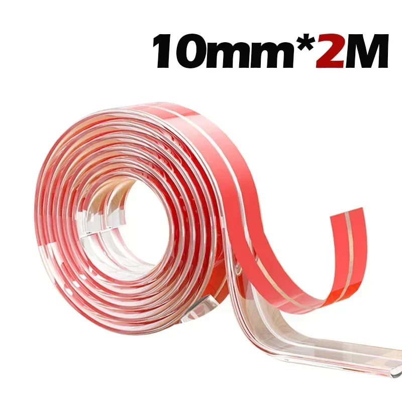 Transparente rote PVC-Sicherheitsstreifen, 10 mm breit und 2 Meter lang, für Möbelkanten und Tischkanten