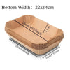 Disposable air fryer parchment paper liners in light brown color showing the bottom dimensions.