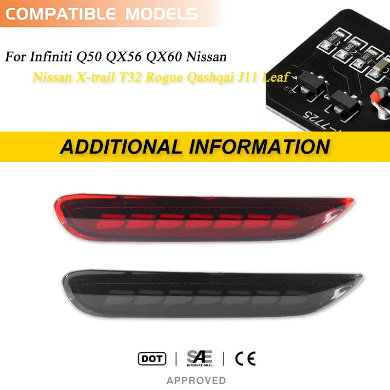 LED Rear Bumper Reflector Lights with Tail and Brake Functions