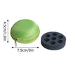 A green mesh storage case with a zippered top and a black circular insert for insulin or peptide vials.