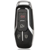A black Ford smart key replacement shell with a silver finish and various buttons.