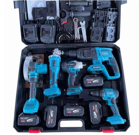 Cordless Power Tool Kit with Lithium Battery & Carrying Case