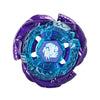 A purple and blue alloy battle spinning top with a clear central jewel.