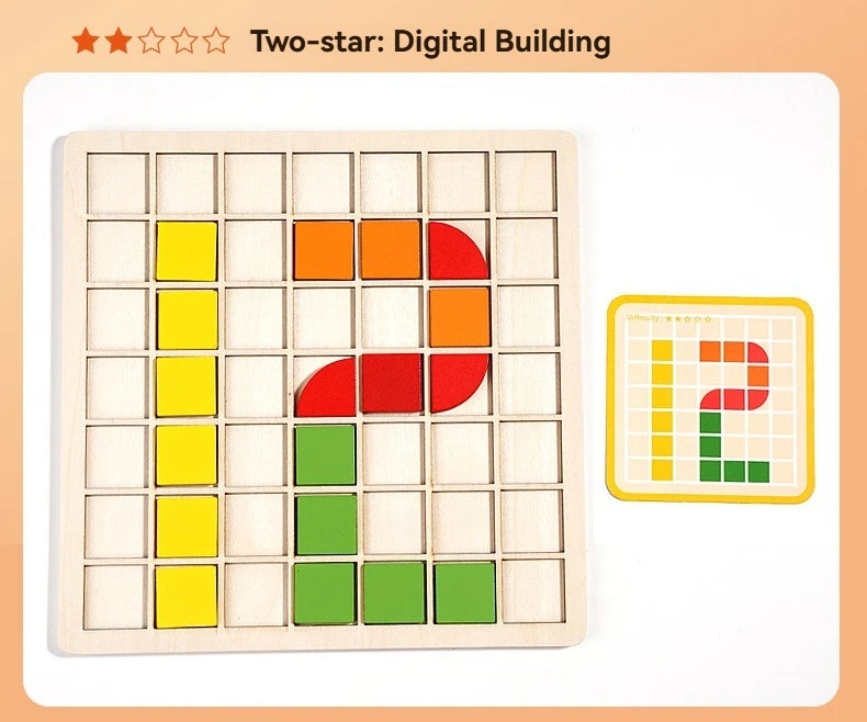 Wooden Shape & Color Mosaic Puzzle Set for Kids