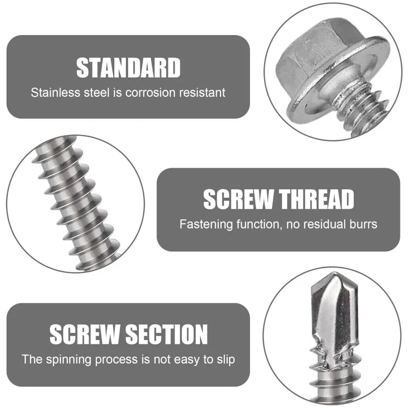 Self-Drilling Roofing Screws with Rubber Washer - Stainless Steel Hex Head