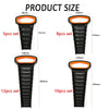 Various sets of heavy-duty black wrench organizer trays with orange handles and different lengths.