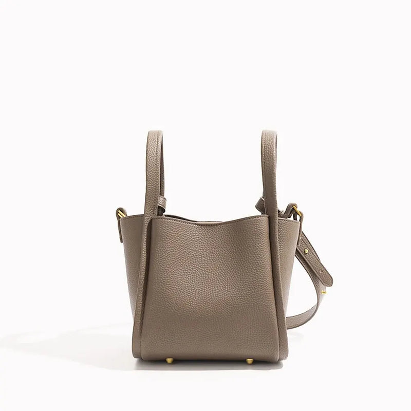 Minimalist Vegan Leather Crossbody Bucket Bag