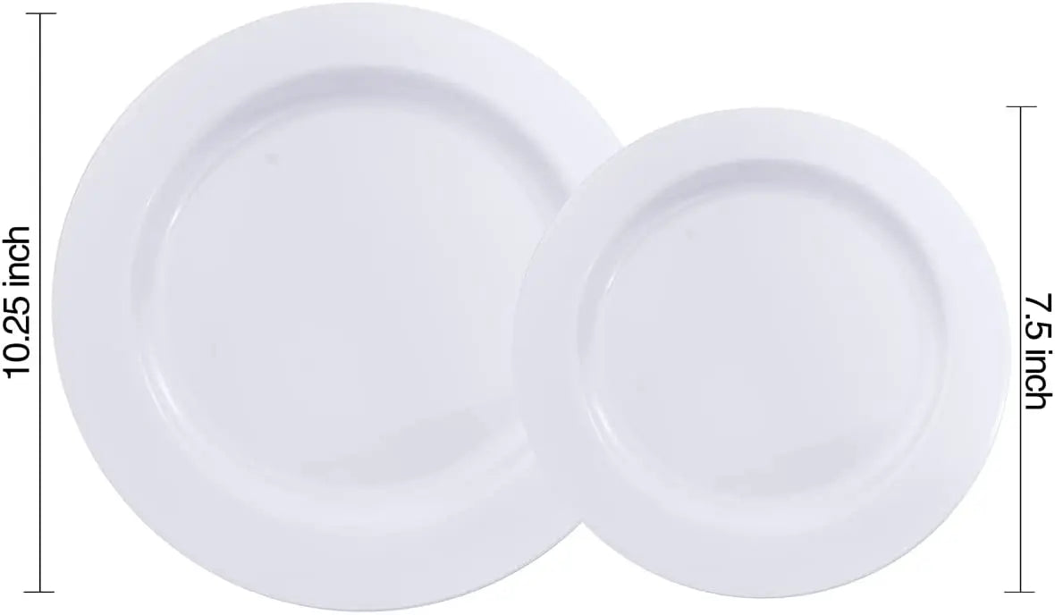 Elegant White Plastic Plates with Gold Rim