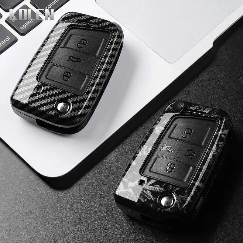 Carbon Fiber Car Key Case Cover for VW, SEAT & Skoda