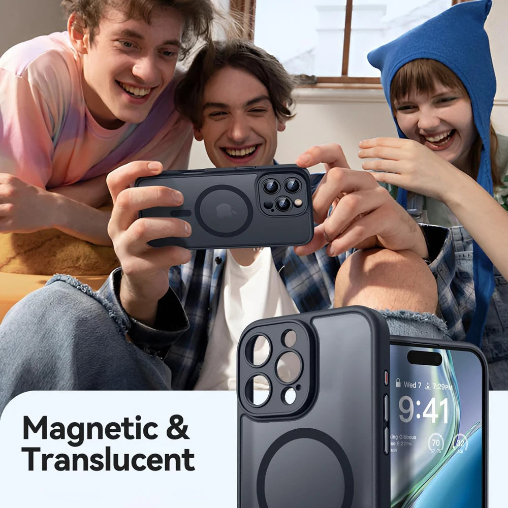 Magnetic Matte Shockproof Case for iPhone with MagSafe Compatibility