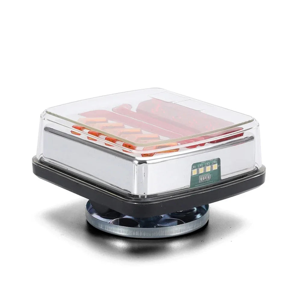 Magnetic wireless LED trailer lights with rechargeable batteries housed in a clear plastic casing.