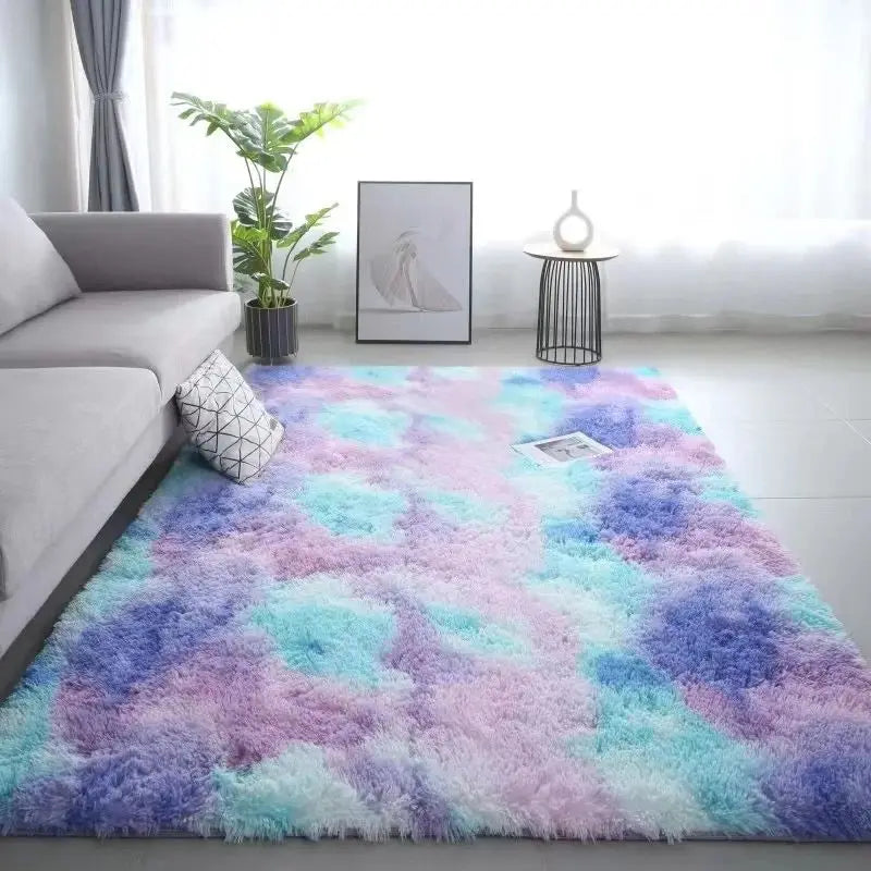 Soft Tie-Dye Leaf Print Non-Slip Area Rug
