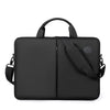 Black men's business commuter laptop briefcase with a padded shoulder strap.