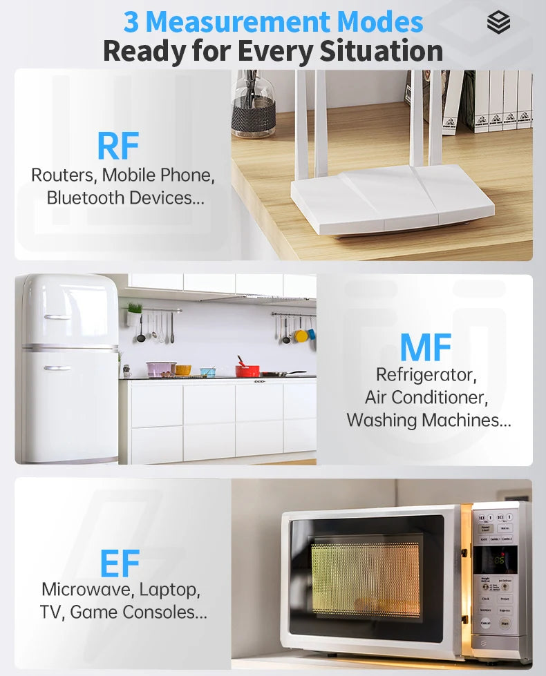 ERD-10 Multi-Function Field Safety Detector | EMF, EF & RF Meter with Alarm