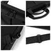 Black men's business commuter laptop briefcase featuring zippered compartments and adjustable strap details.