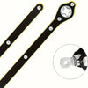 A black labor-saving ratchet wrench with a gold accent and a removable socket is shown.