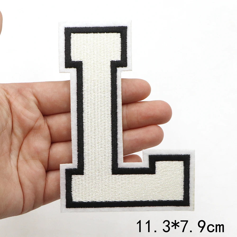 Large White Letter Patch for DIY Clothing Customization
