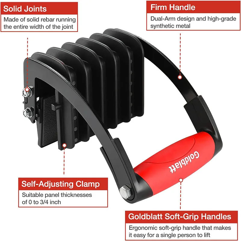 Goldblatt Soft-Grip Handles for panel carrier tool featuring dual-arm design and solid joints