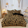 Dark Leopard Print Duvet Cover Set with Two Pillowcases