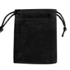 Black velvet drawstring jewelry pouch with black cord closure
