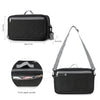 Black compact stroller diaper bag organizer featuring a front zipper pocket and carrying strap.