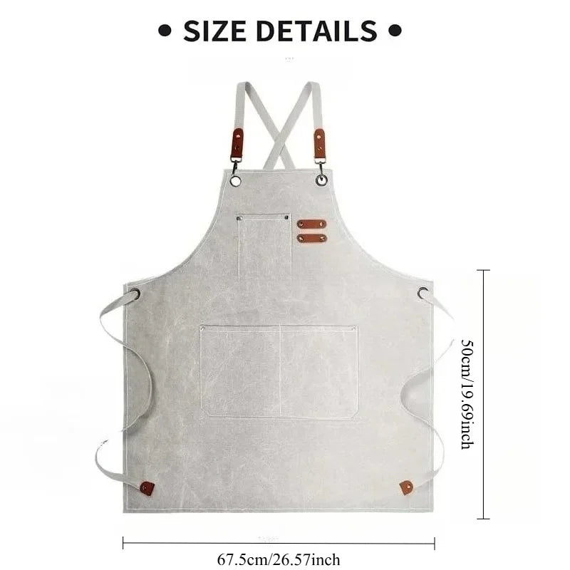 Durable Canvas Kitchen Apron with Pockets