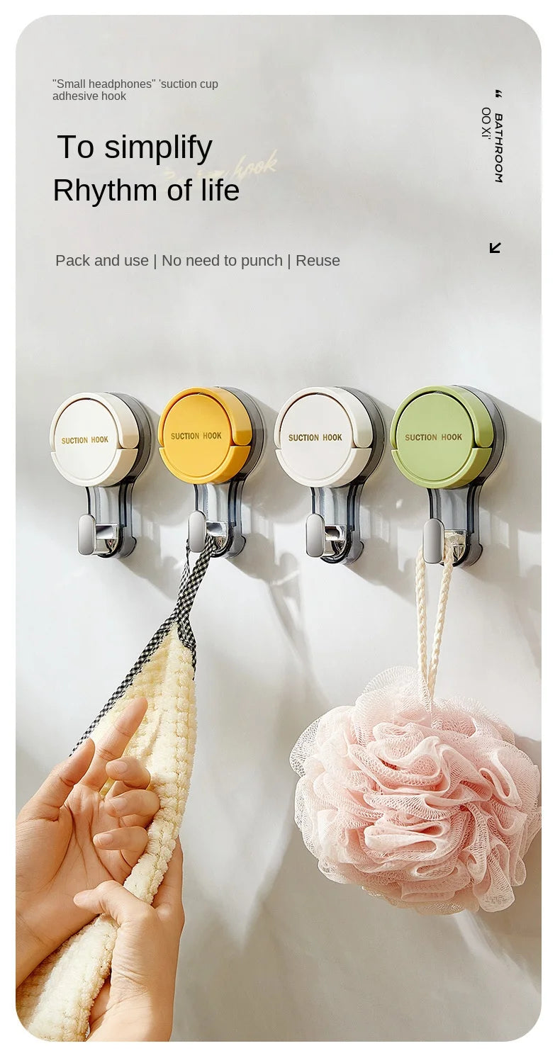 Strong Vacuum Suction Hooks with Adhesive Mount, No-Drilling Design for Home and Bathroom